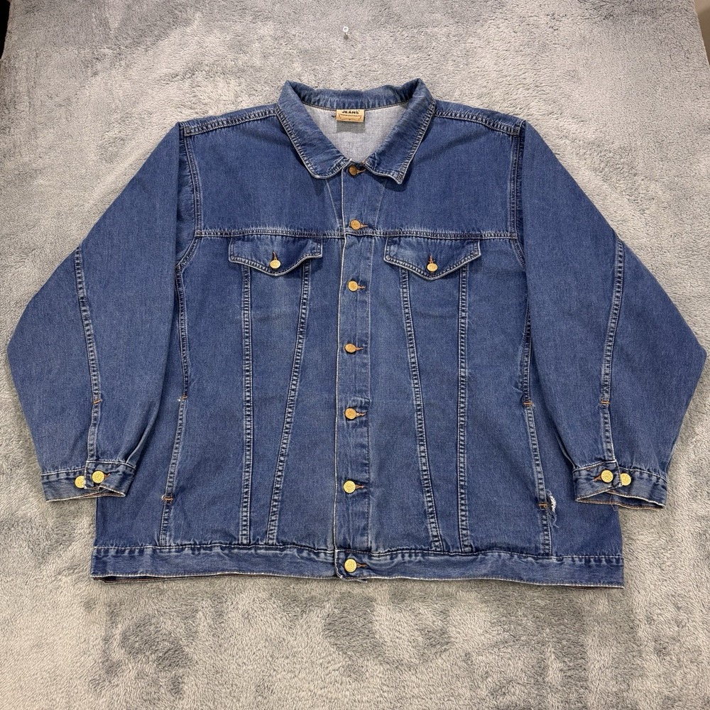 Vintage Venezia Trucker Jean Jacket Men XL Blue 4 Pocket Button Front L/S‎ 90's